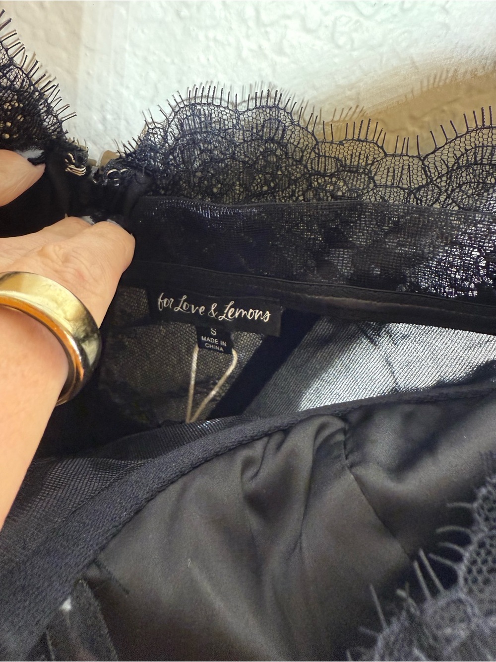 For Love & Lemons Black Strapless Lace Bustier High-Low Tulle Gown - Picture 5 of 12